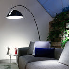 Arc Shaped Floor Lamp in Black Metal with Circular Base