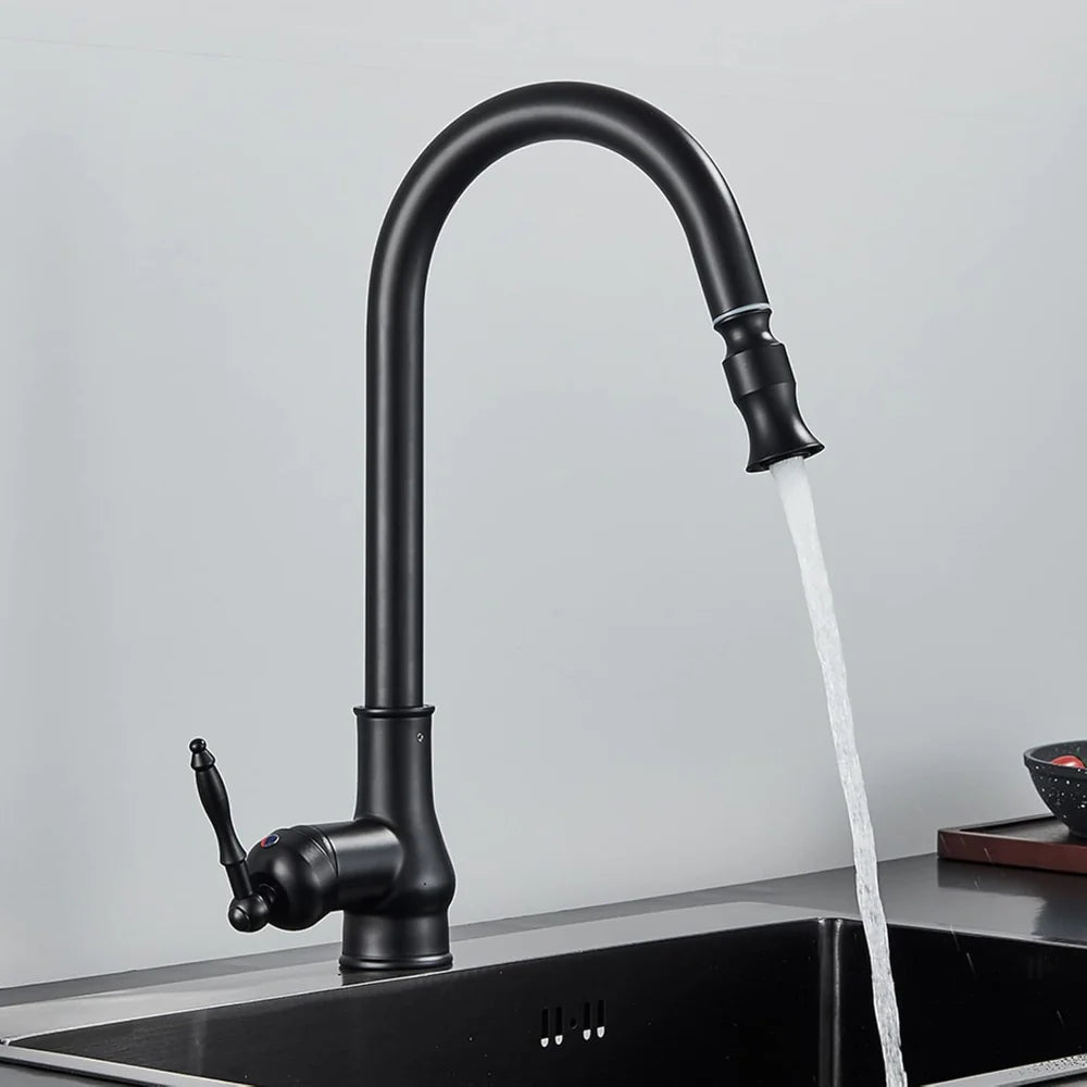 Brass Vintage Kitchen Faucet with Swivel Spout Mixer