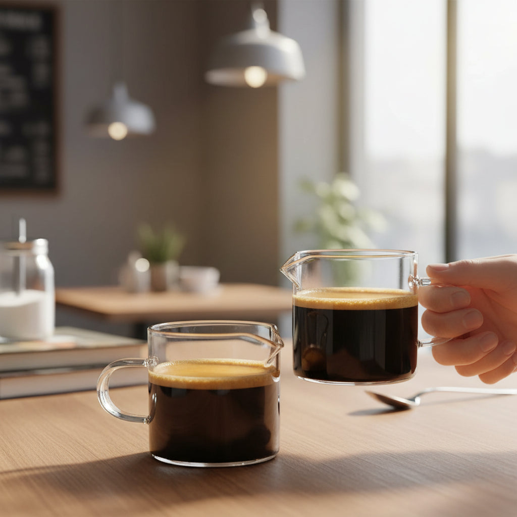 4oz Glass Measuring Pitcher for Espresso with Double Spout