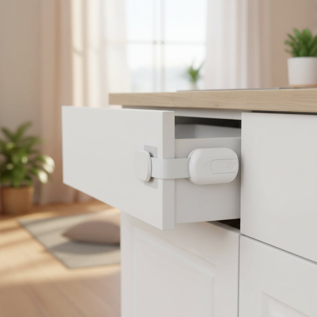 Childproof Adhesive Strap Locks for Cabinets and Drawers