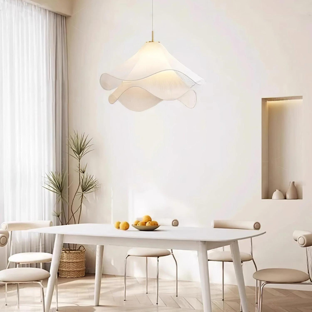 Height-Adjustable Fabric Shade 3000K LED Pendant Lamp