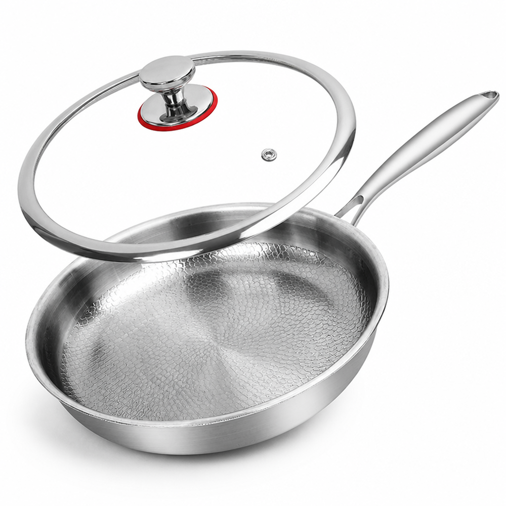3-Layer Steel Titanium Nonstick Frying Pan (With Lid)