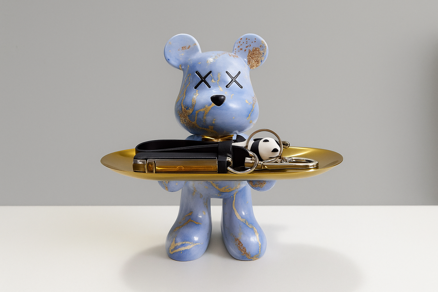 Tabletop Figure of Graffiti Bear with Gold Tray Ornament