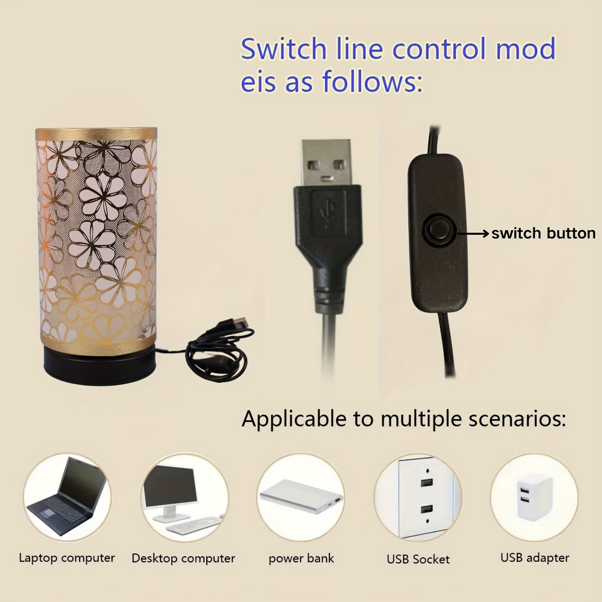 Decorative Warm Ambient Light – Floral USB Table Lamp