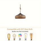Vintage Ceiling Lamp with Hemp Rope Pendant - Rustic Farmhouse Style