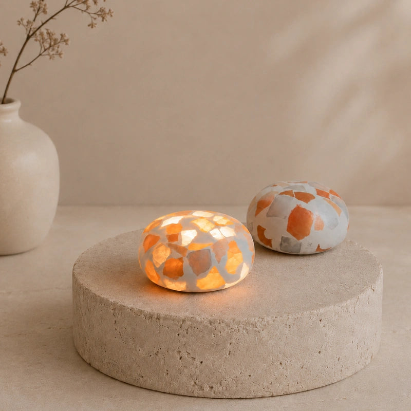 Textured Mineral Rechargeable Bedside Lamp (12-Hour Battery)