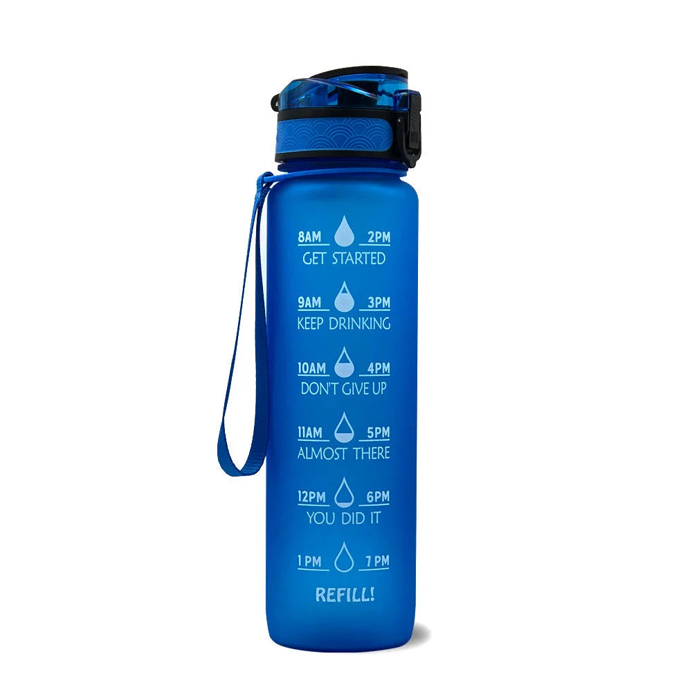 Water Bottle Timeline Markings Built-In Straw 1L Capacity