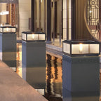 Black Stainless Steel Ribbed Glass Bollard Light (Fixed Ground)
