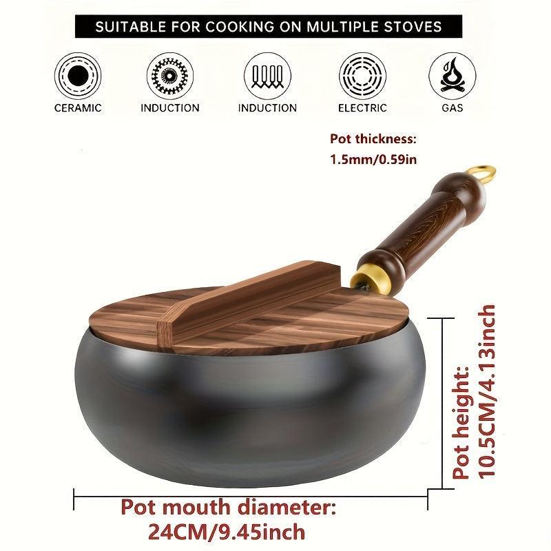 Stalwart Cast Iron Deep Frying Pan with Lid for Versatile Cooking