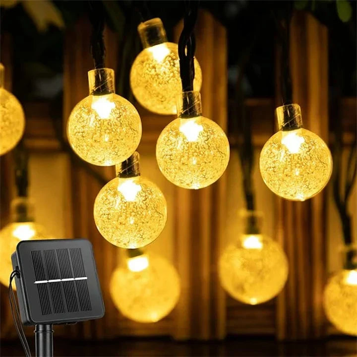 Outdoor String Lights with Globe Bulbs – Solar LED Illumination