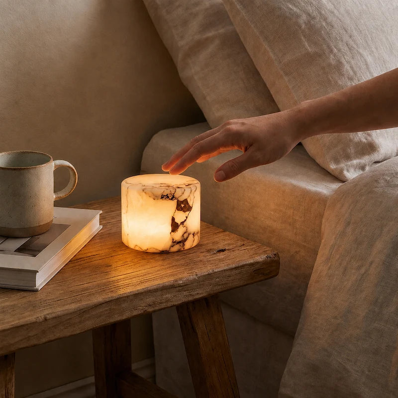 Marble-Effect Rechargeable Touch Dimmer Table Lamp