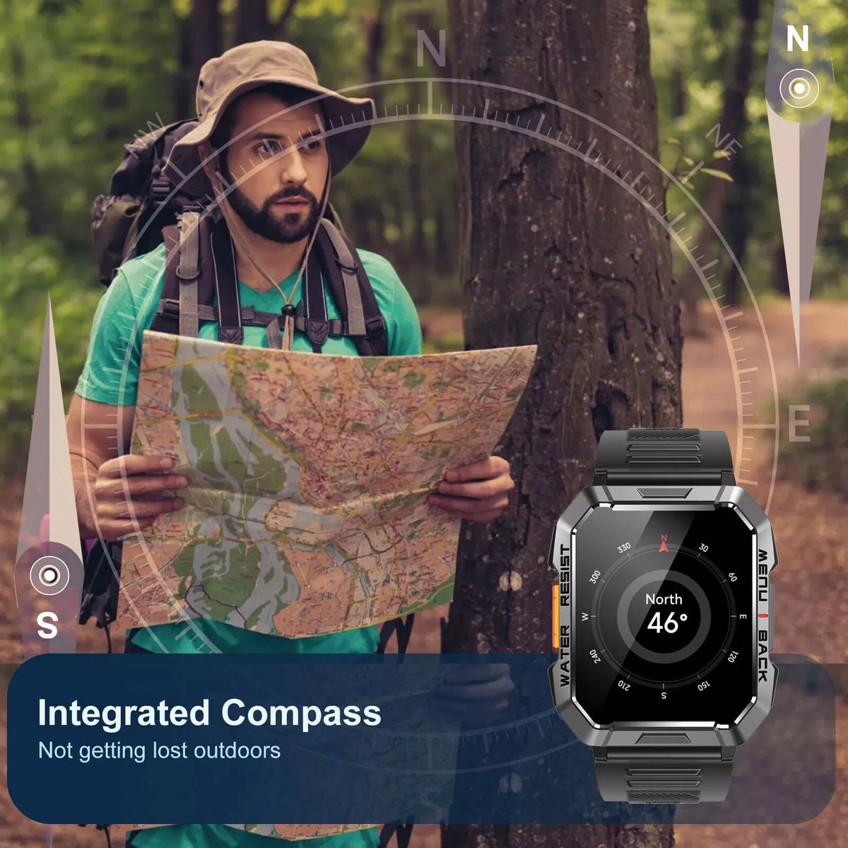 Smartwatch Rugged IP67 Long Battery Life Call & SOS