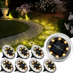 Solar-Powered Weatherproof Stainless Steel Ground Spotlight (8 LEDs)