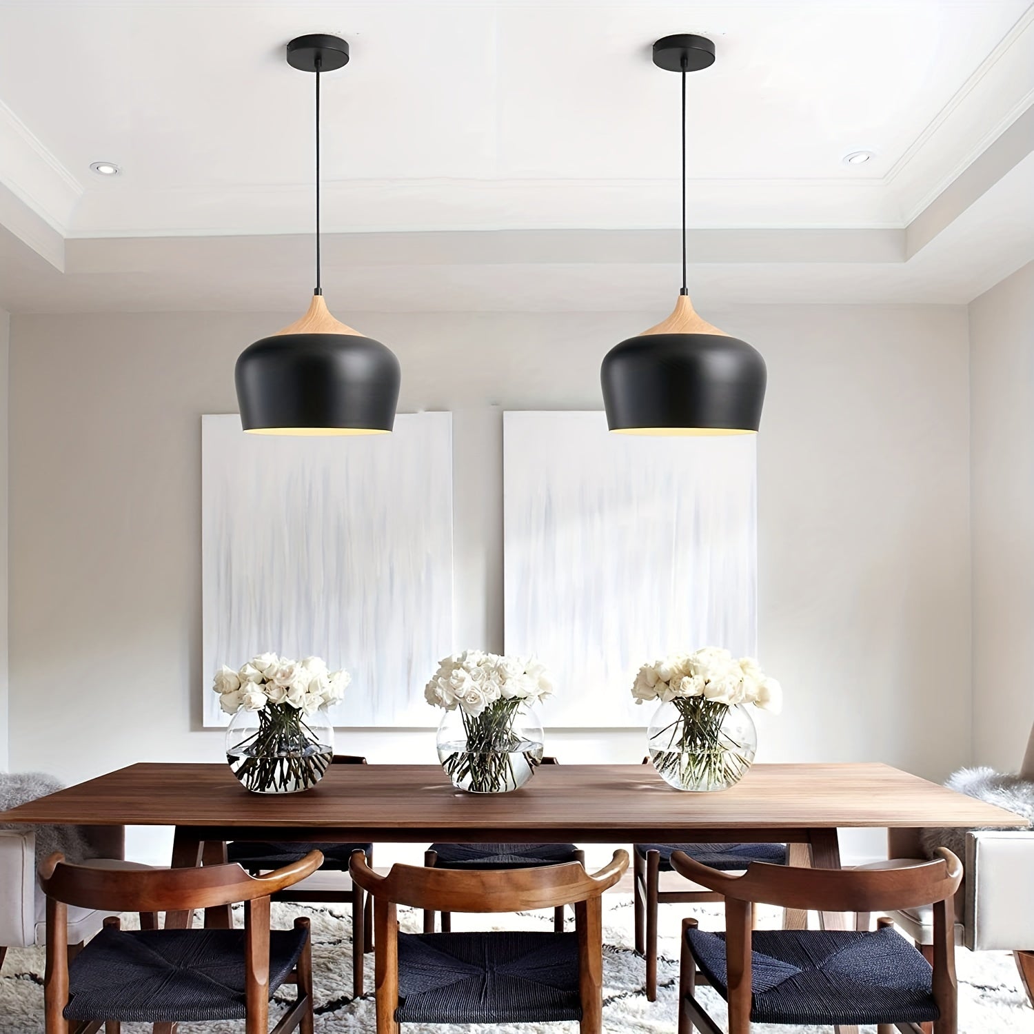 Scandinavian Style Pendant Lamp | Iron and Wood Texture Design