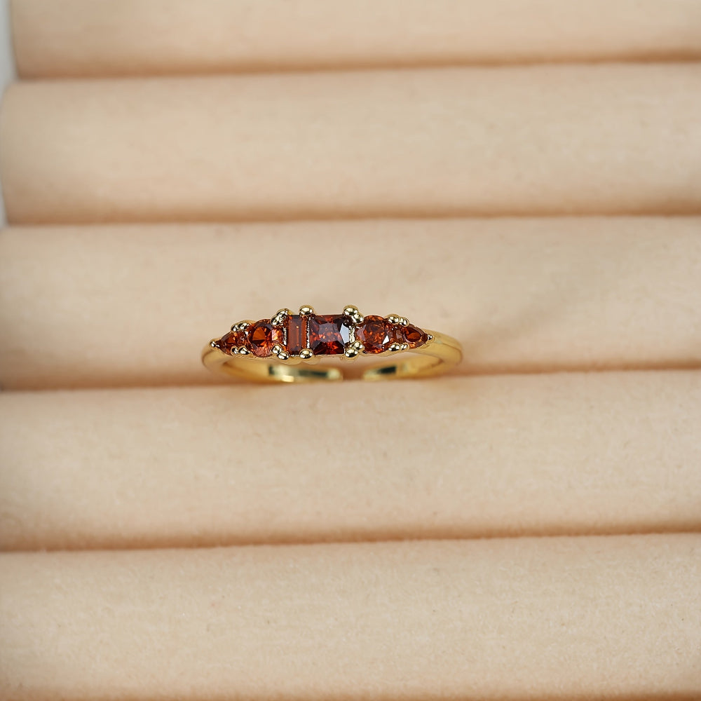 Stackable Gold Rings Set with Rhinestones for Mother's Day