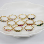 Stackable Gold Rings Set with Rhinestones for Mother's Day
