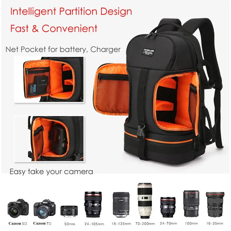 DSLR Camera Backpack Waterproof Large Capacity Tripod Straps