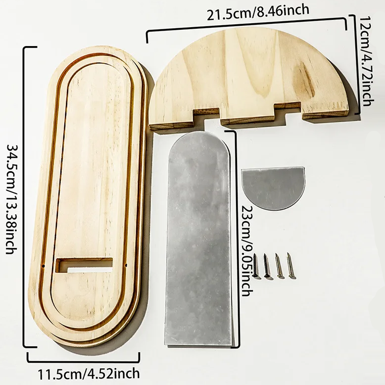 Chic Archway Wall Mirror with Built-In Wooden Display Shelf