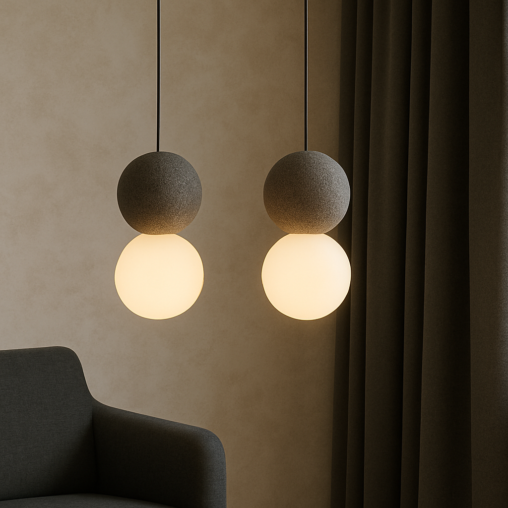 Obsidian Stone Pendant Light with Minimalist Design