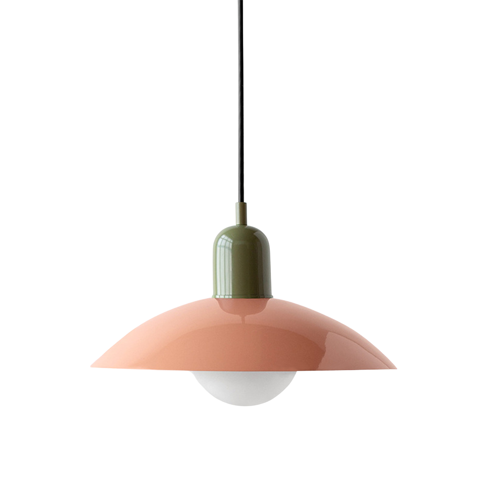 Ceiling Light Fixture with Curved Metal Shade - Hanging Design