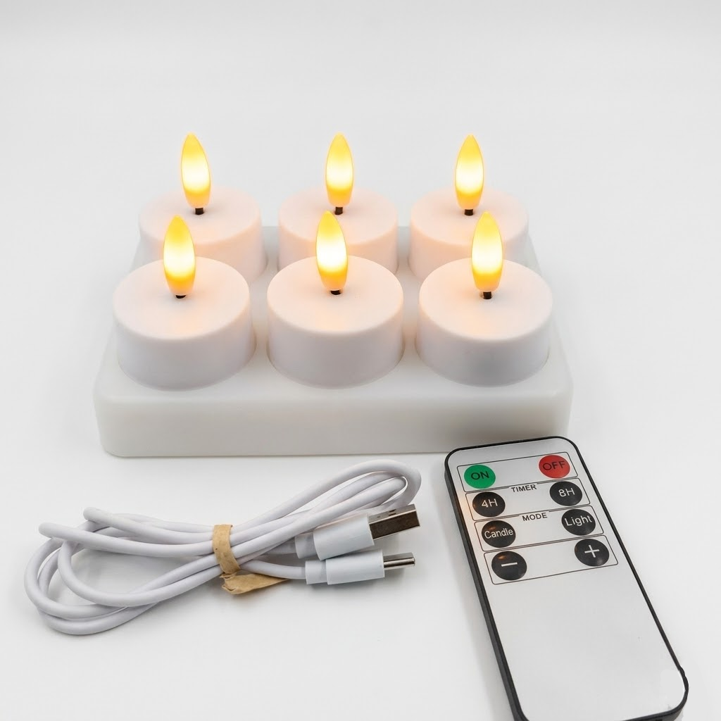 Flameless LED Candle Set with Remote Control and USB Rechargeable Timer