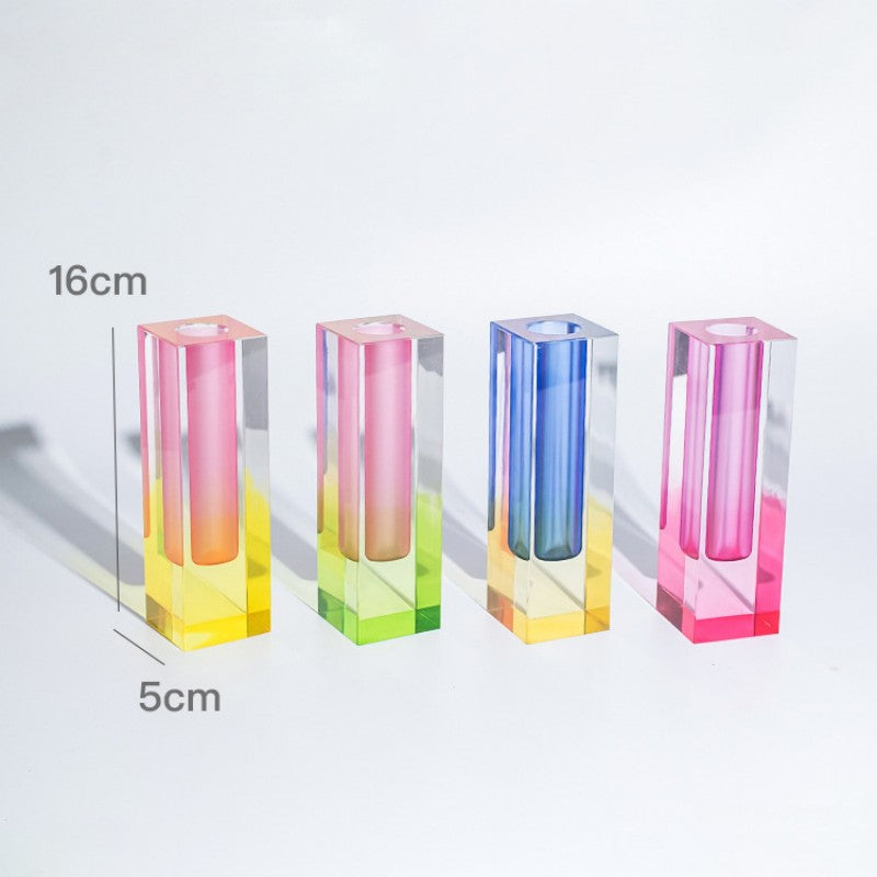 Vibrant Gradient Acrylic Vase for Modern Home Decor