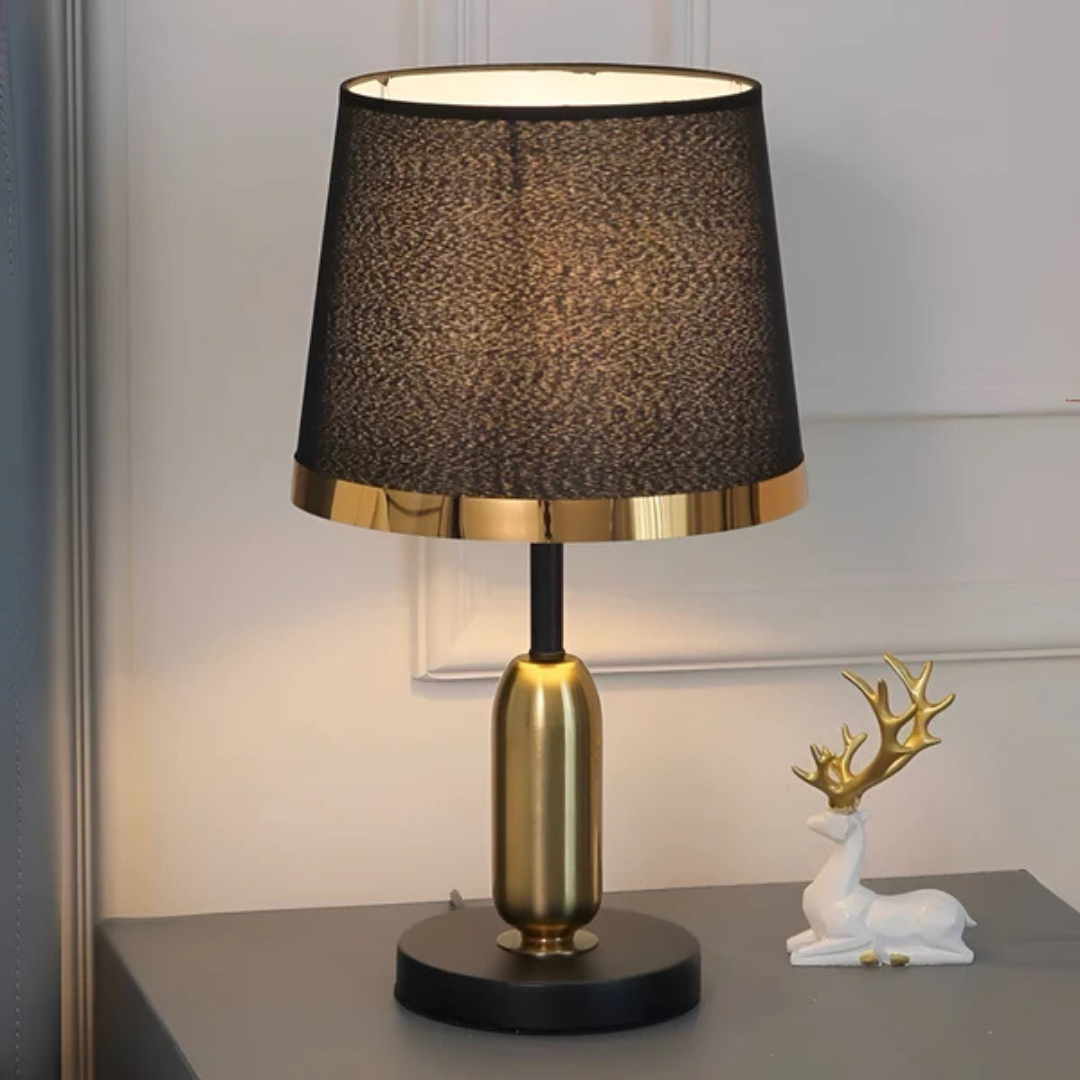 Retro-Inspired Black and Gold Table Lamp for Modern Decor