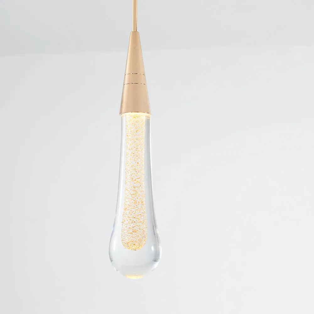 Minimalist Hanging Light Fixture with Modern Gold Teardrop Pendant