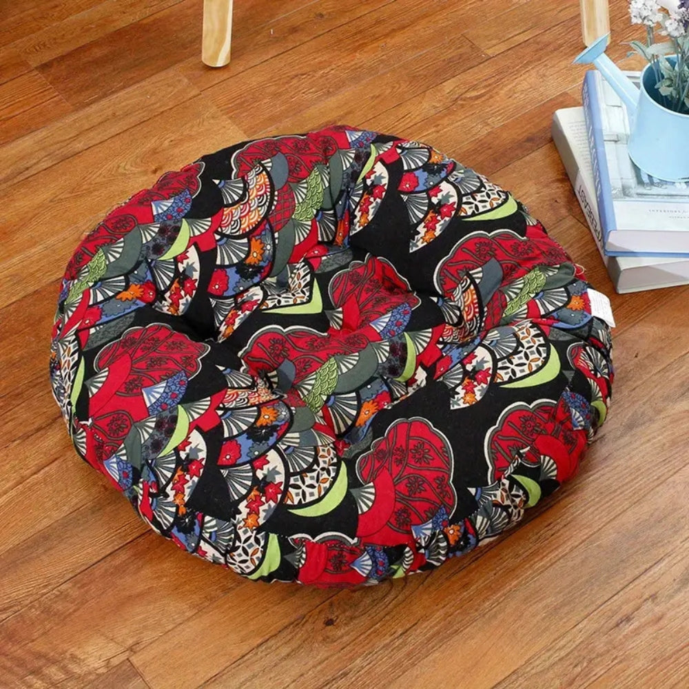 Round Floor Cushion in Cotton – Bohemian Style