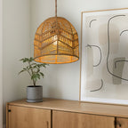 Rustic Chandelier with Handwoven Rope Pendant Shade