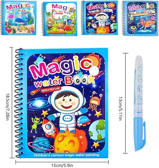 Water Coloring Book Set Reusable & Mess-Free 4 Books