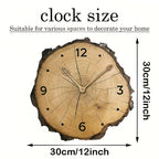 Natural Log Design Wall Clock – Rustic Wood Slice Home Decoration