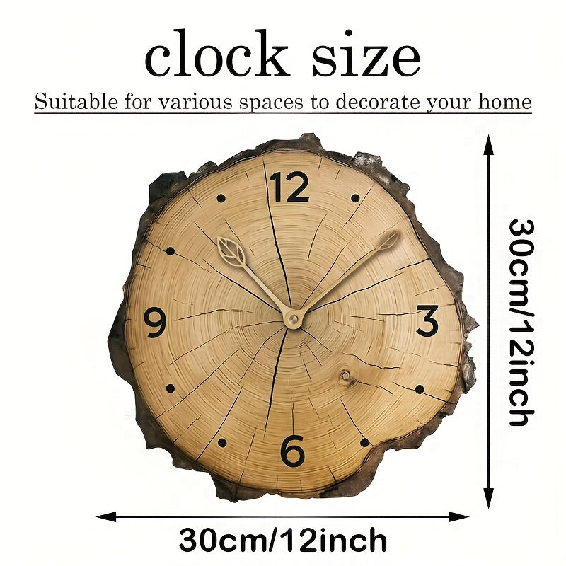 Natural Log Design Wall Clock – Rustic Wood Slice Home Decoration