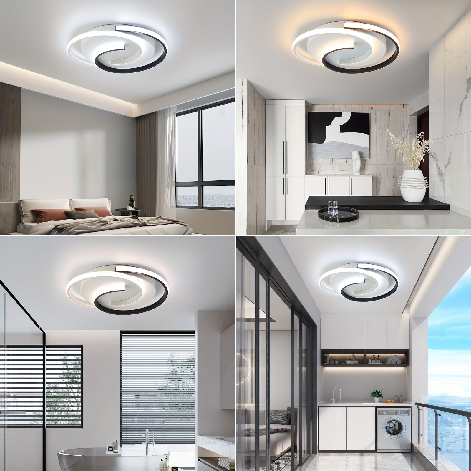 Minimalist Round Ceiling Light with Spiral LED Design – Flush Mount