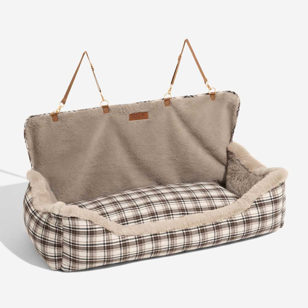 Dog Car Seat Plush Non-Slip Base & Adjustable Straps