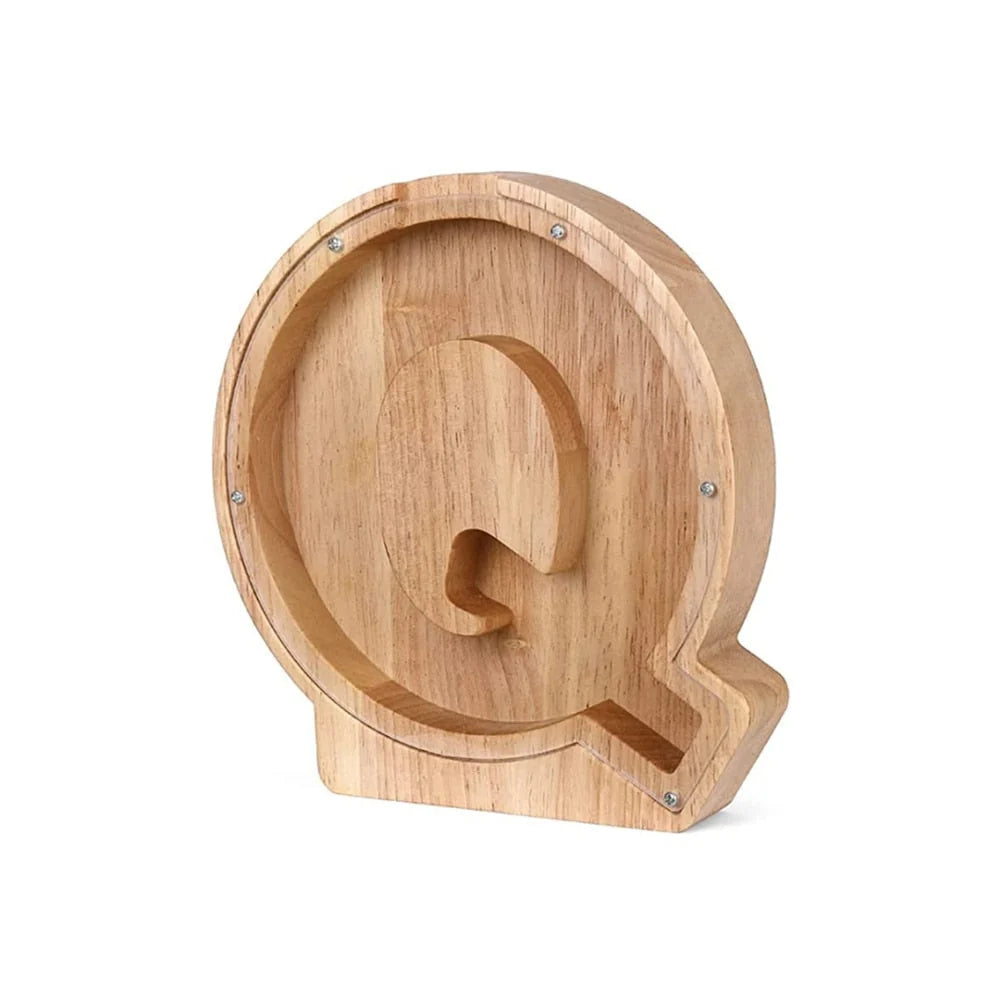 Piggy Bank Personalized Letter Sustainable Wood & Acrylic