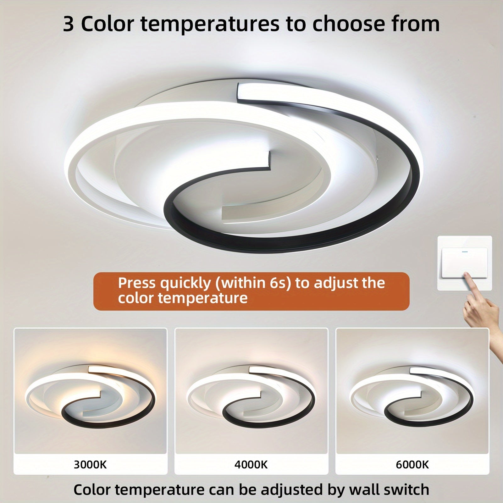 Minimalist Round Ceiling Light with Spiral LED Design – Flush Mount