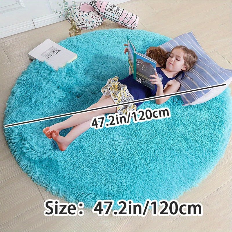 Round Fluffy Rug Ultra-Soft Polyester Non-Slip & Machine Washable
