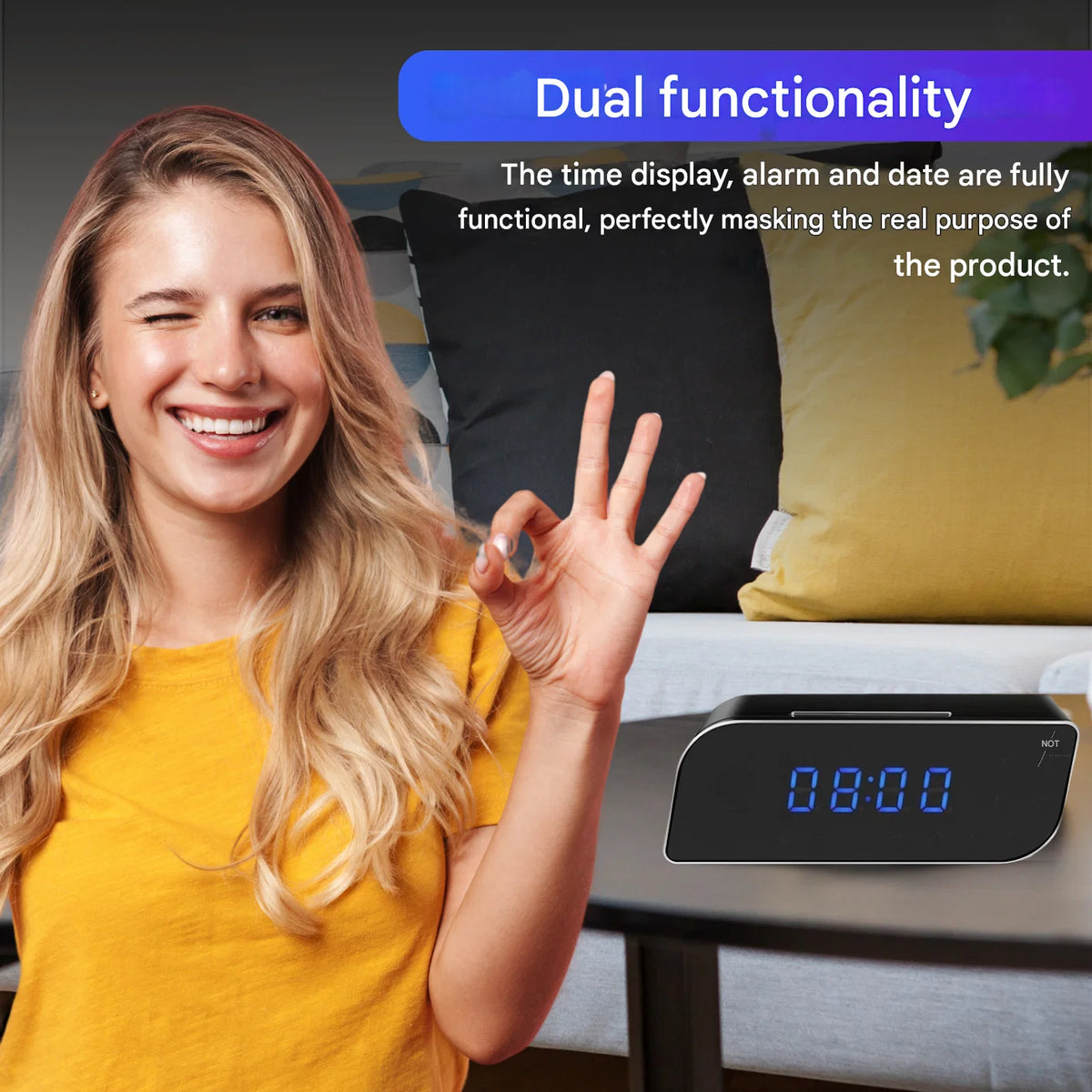 Digital Alarm Clock Hidden Camera HD 1080p Night Vision