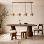 Travertine-Look Cylindrical Pendant Light (E27 Socket)