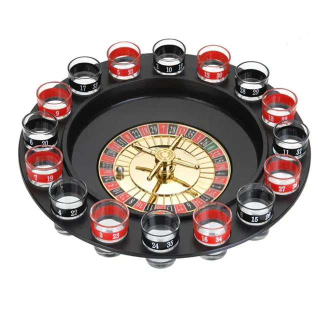 Drinking Roulette Game 16 Numbered Shot Glasses & Metal Balls