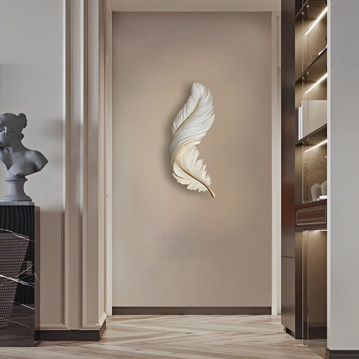 Feather-Pattern Metal Remote-Dimmable LED Wall Lamp