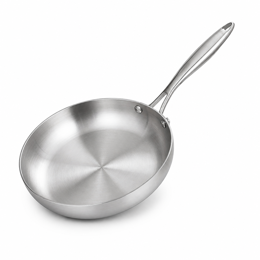 Uncoated Stainless Steel Induction & Gas Compatible Frying Pan (Multiple Sizes)