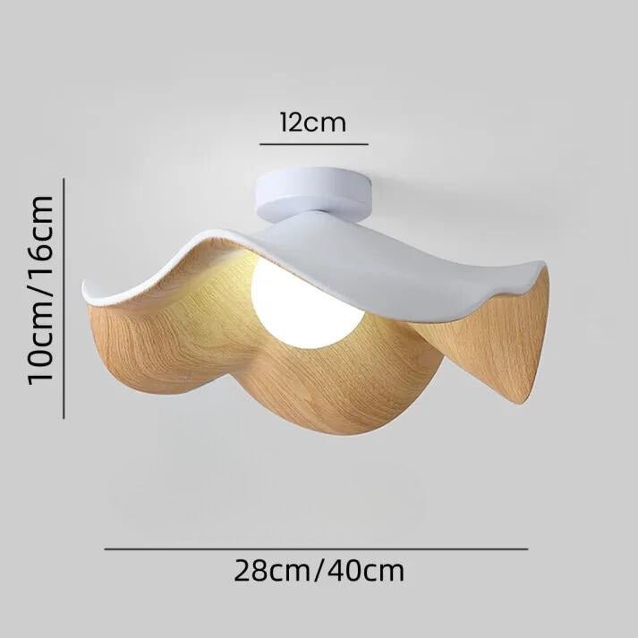 Modern Flush Lamp with Resin and Iron – Scandinavian Wooden Lotus Ceiling Light