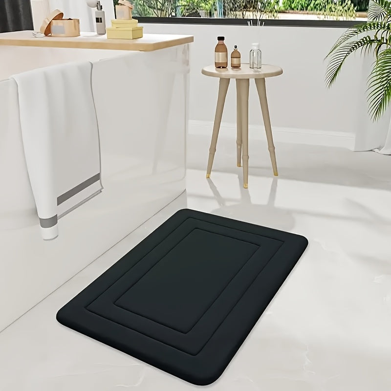Absorbent Coral Fleece & Non-Slip Bath Mat (Elongated)
