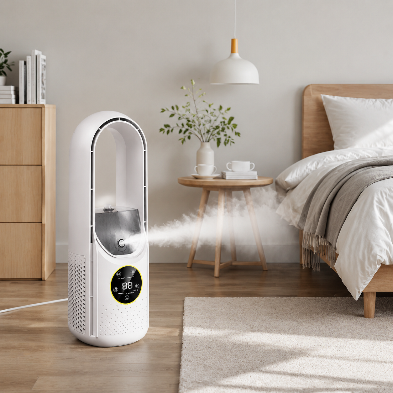 Bladeless 6-Speed Humidifying Tower Fan (30 cm)
