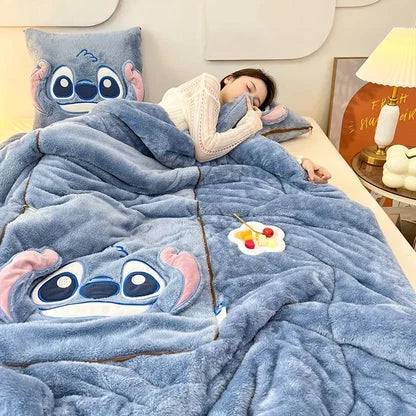Kids Blanket & Cushion Set Plush Fleece Machine Washable