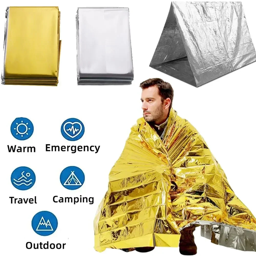 Emergency Poncho Blanket Reflective Insulation Water-Resistant