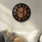 Classic Wooden Wall Clock with Roman Numerals