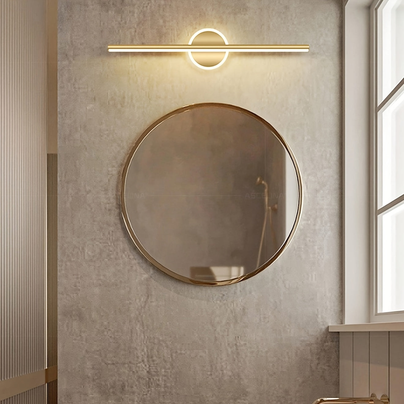 Minimalist Wall Lamp with LED Mirror – Black and Gold Design